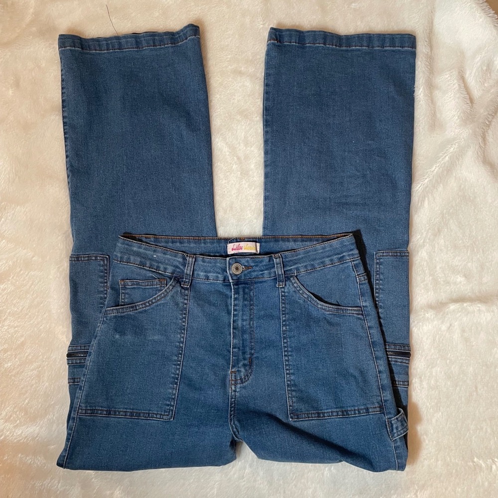 Lilac Sunset High Rise Wide‎ Leg Cargo Carpenter Jeans  Size 13 Y2K Streetwear